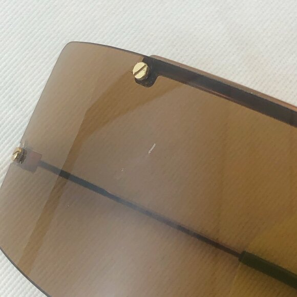 Chloe NWT Rare Vintage Shield Wrap Sunglasses Brown Metal Frame Phoebe Philo Era - Picture 10 of 11